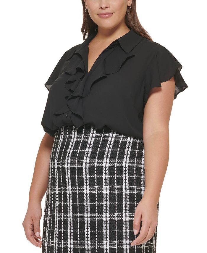 Calvin Klein Plus Size Ruffled CapSleeve Blouse Macy's