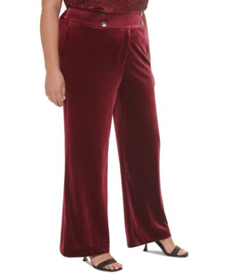 Calvin Klein Plus Size Velvet Wide-Leg Pants