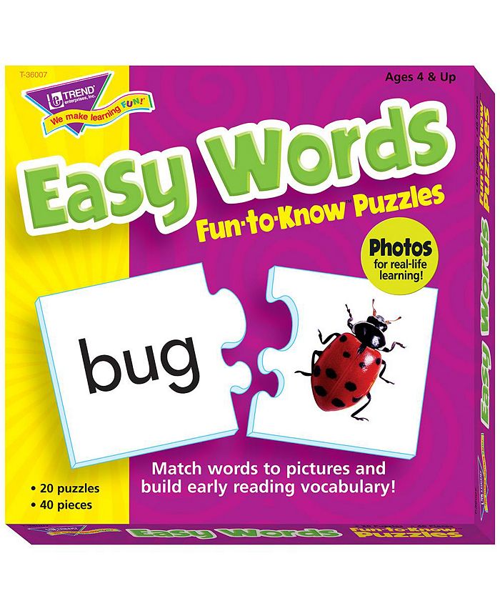 Trend Enterprises Easy Words Fun To Know Puzzles Matching Games To