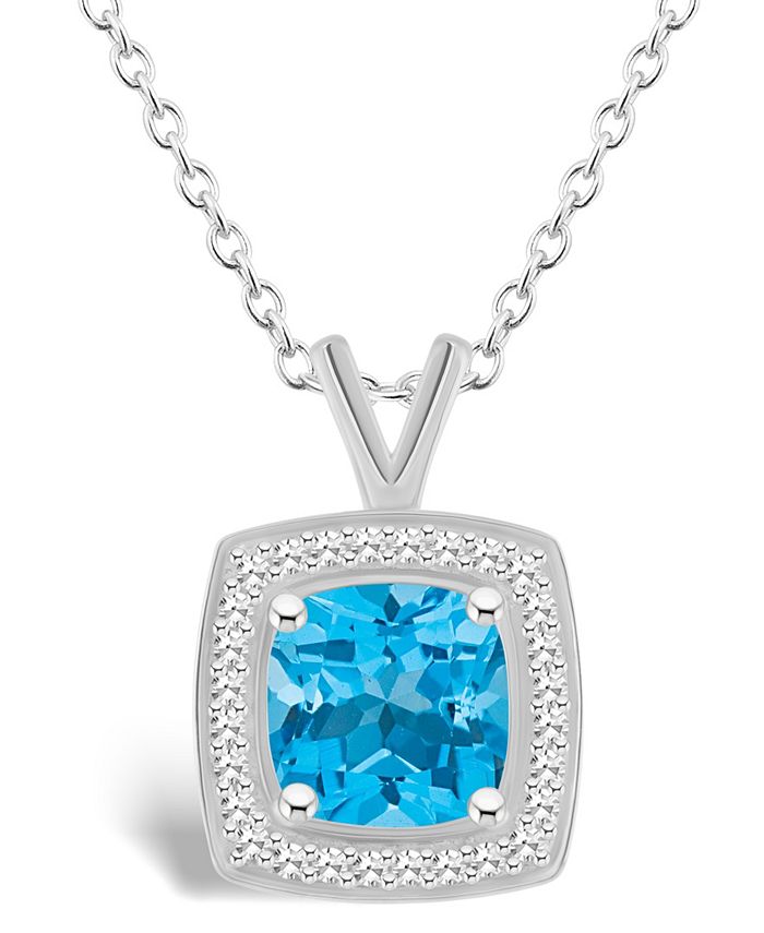 Macy s Blue Topaz 1 3 4 ct. t.w. and Diamond 1 7 ct. t.w. Halo