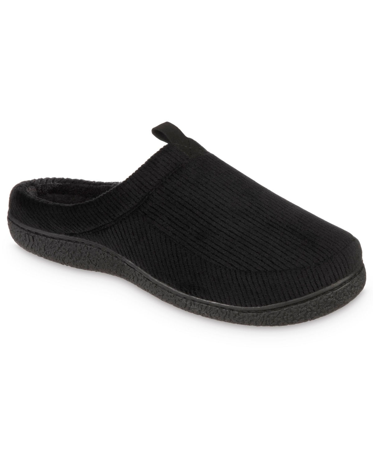 Men's Advanced Memory Foam Corduroy Hoodback Comfort Slippers - Black