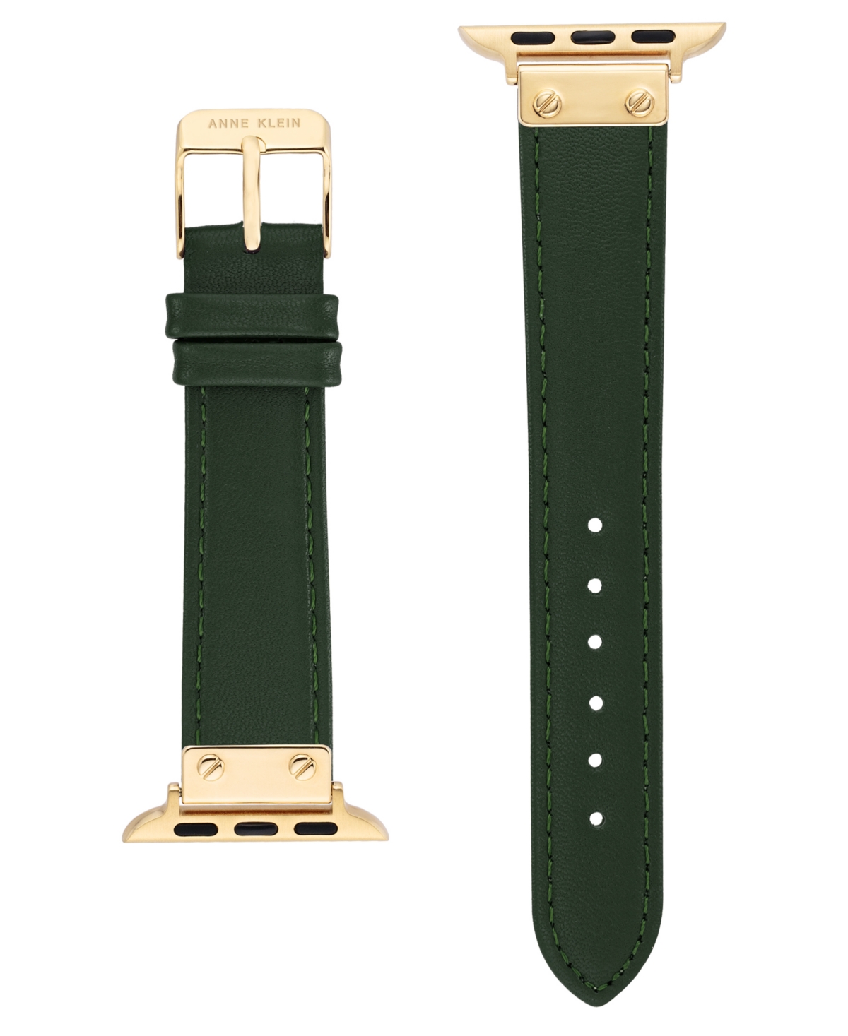 Women's Green Genuine Leather Band Compatible with 42/44/45/Ultra/Ultra 2 Apple Watch - Green, Gold-Tone