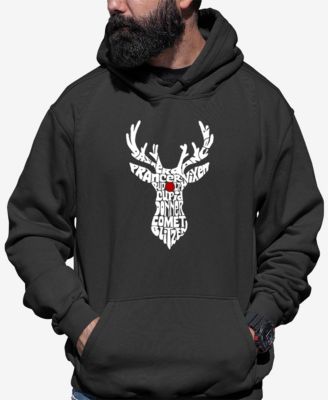 Men's Santa's Reindeer Word Art Hooded Sweatshirt