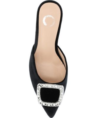 Women's Rishie Ornamented Kitten Heel Velvet Mules