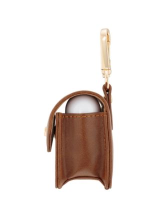 Women's Honey Brown Faux Leather Case with Spring Clip designed for AirPods Pro&reg;