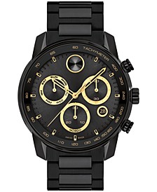 Men's Bold Verso Swiss Quartz Chronograph Ionic Plated Black Steel Bracelet Watch 44mm