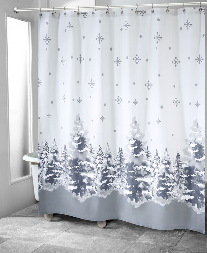 Avanti Silver Trees Holiday Printed Shower Curtain, 72" x 72" Macy's