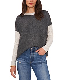 Women's Two-Color Long Sleeve Cozy Sweater