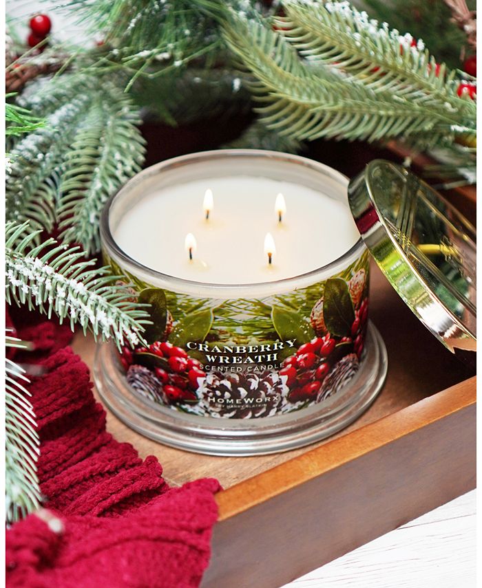 HomeWorx By Slatkin & Co. Cranberry Wreath Scented Candle, 18 oz. Macy's
