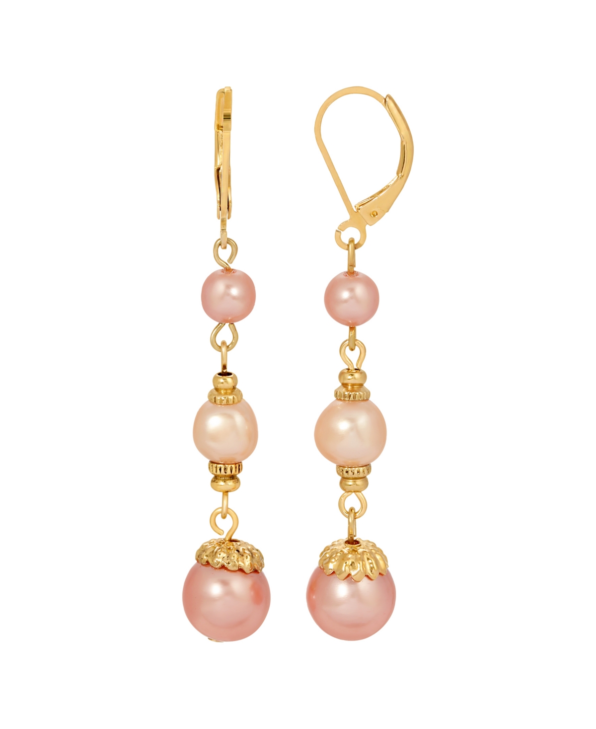 2028 Pink And White Drop Imitation Pearl Earrings In Pink