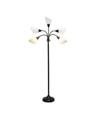 Simple Designs 5 Light Adjustable Gooseneck Floor Lamp with Shades