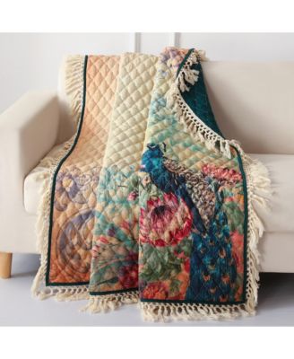 Greenland Home Fashions Eden Peacock Fringed Throw Blanket Collection