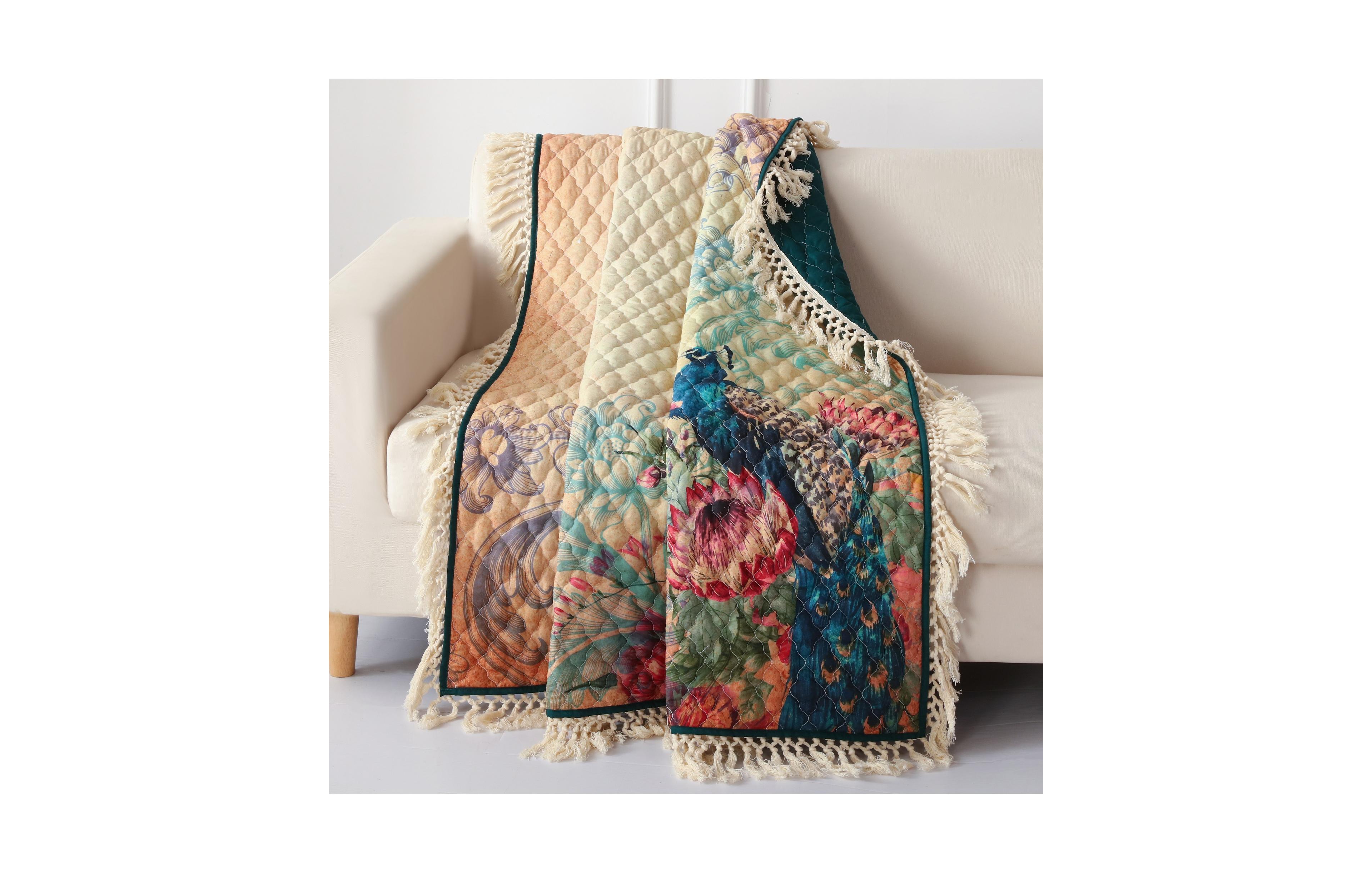 Greenland Home Fashions Eden Peacock Fringed Throw, 50" x 60"