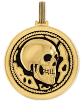 Esquire Men's Jewelry Skull Disc Pendant in 14k Gold-Plated Sterling Silver, Created for Macy's - Gold Over Silver