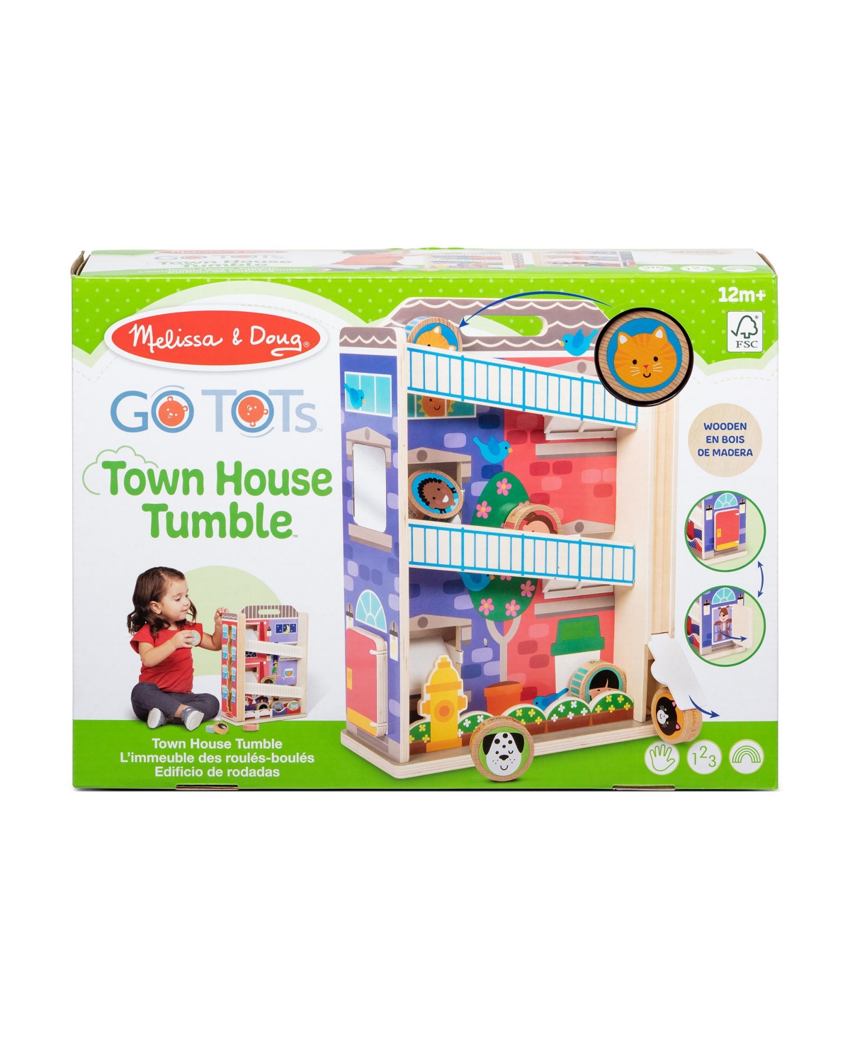 Melissa & Doug Go Tots Wooden Town House Tumble With 3 Piece Disks Set In Multi