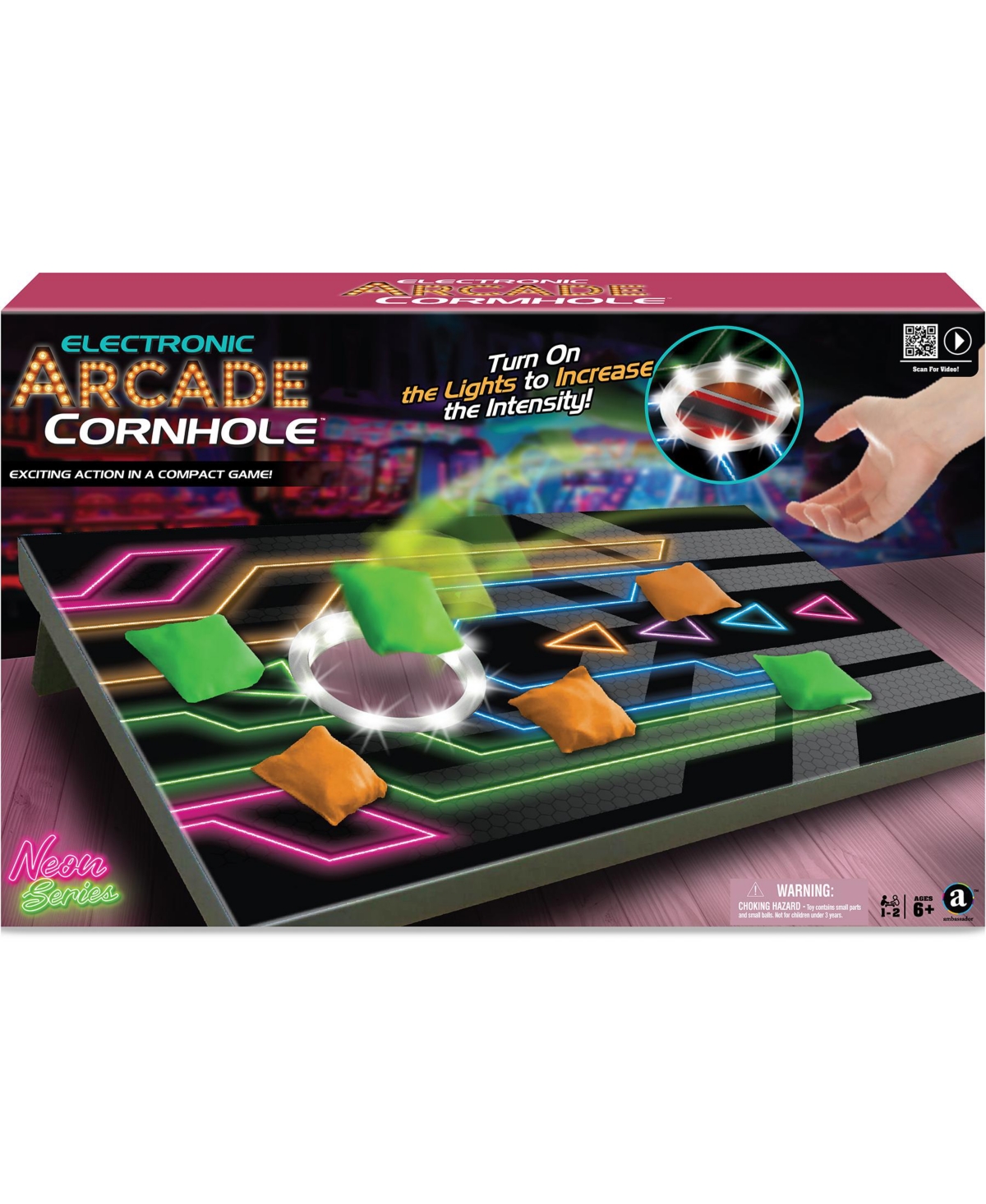 Ambassador Games Electronic Arcade Cornhole Neon Series, Set Of 8 In Multi
