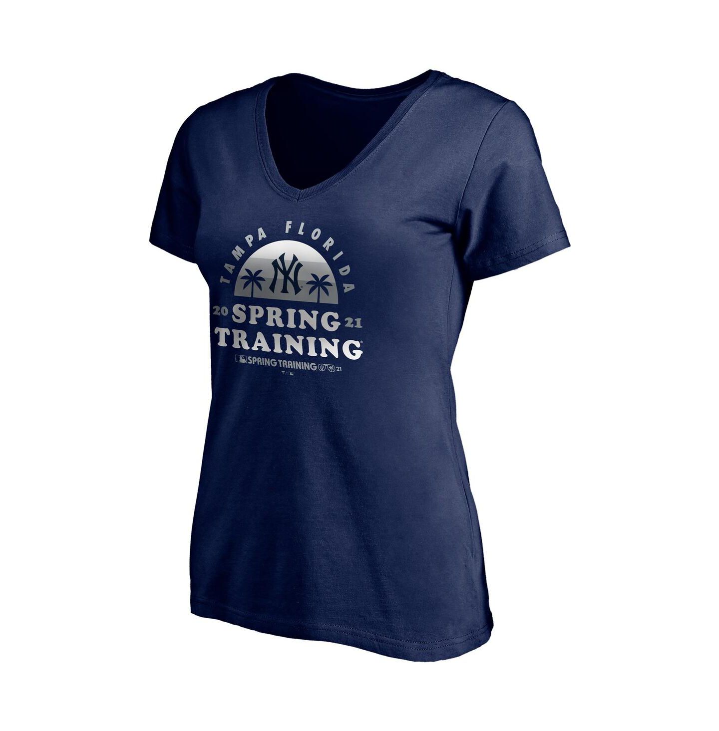 Женская футболка Fanatics Navy New York Yankees 2021 Spring Training Upper Deck V-neck — фото 3