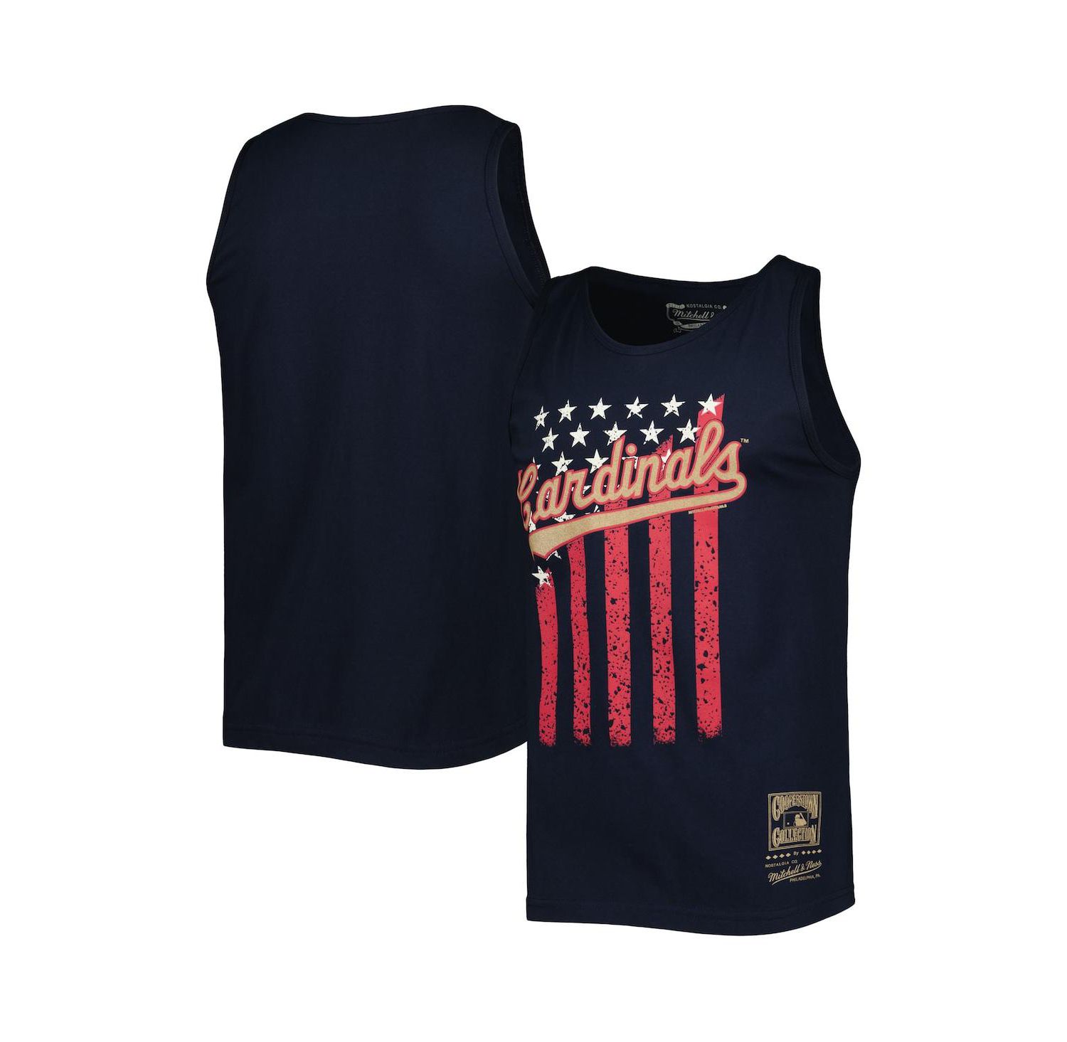 Men's Navy St. Louis Cardinals Cooperstown Collection Stars and Stripes Tank Top