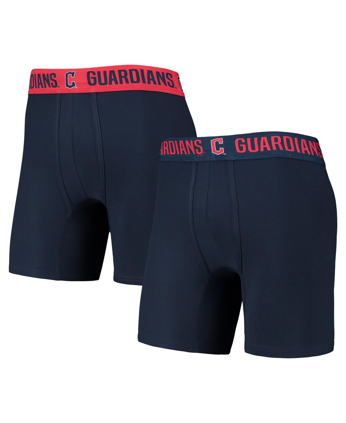 Shop Concepts Sport Men's  Navy, Red Cleveland Guardians Two-pack Flagship Boxer Briefs Set In Navy,red