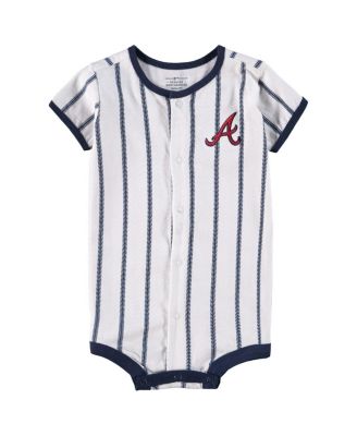 Infant Boys and Girls White Atlanta Braves Pinstripe Power Hitter Coverall