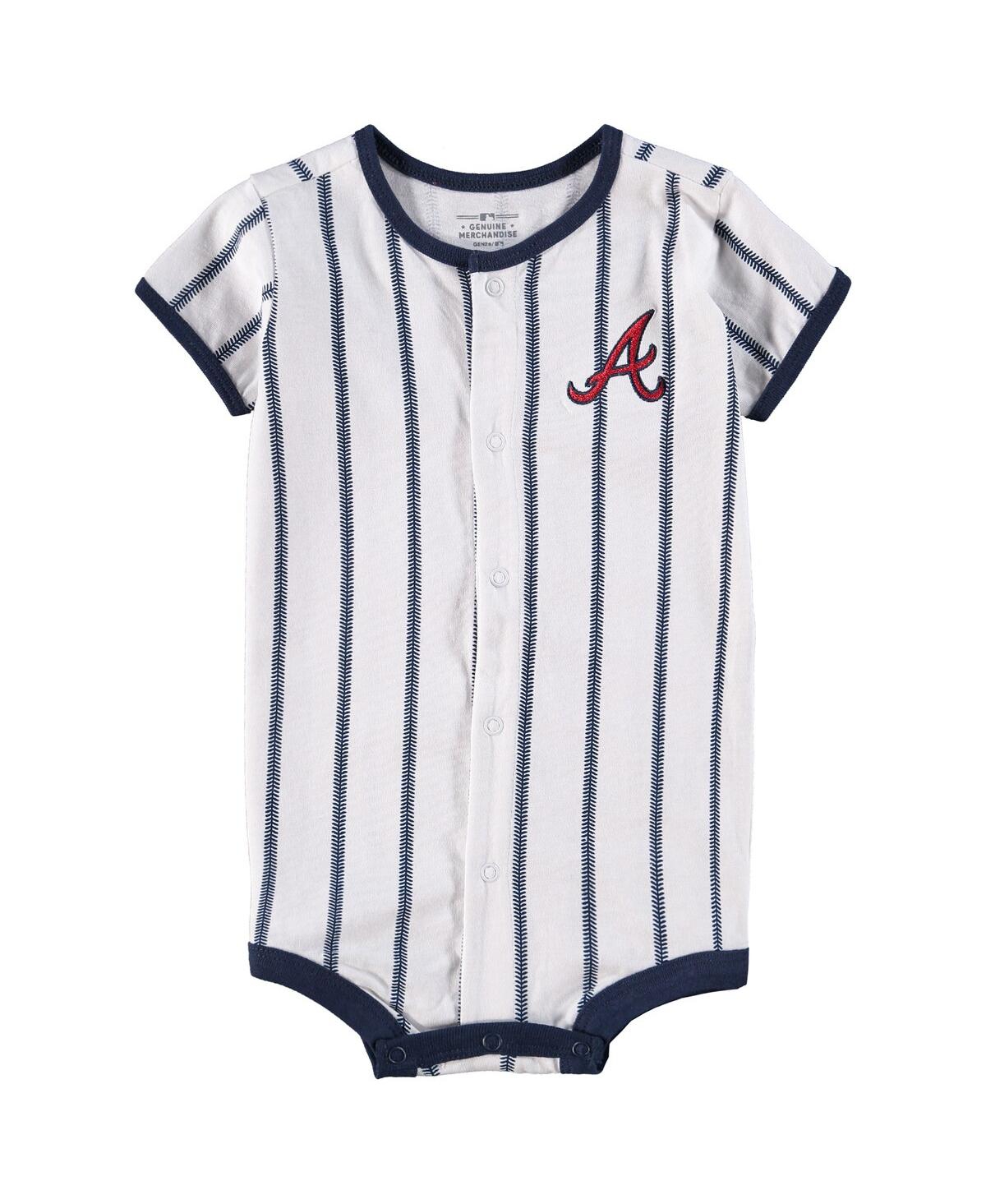 Shop Outerstuff Infant Boys And Girls White Atlanta Braves Pinstripe Power Hitter Coverall