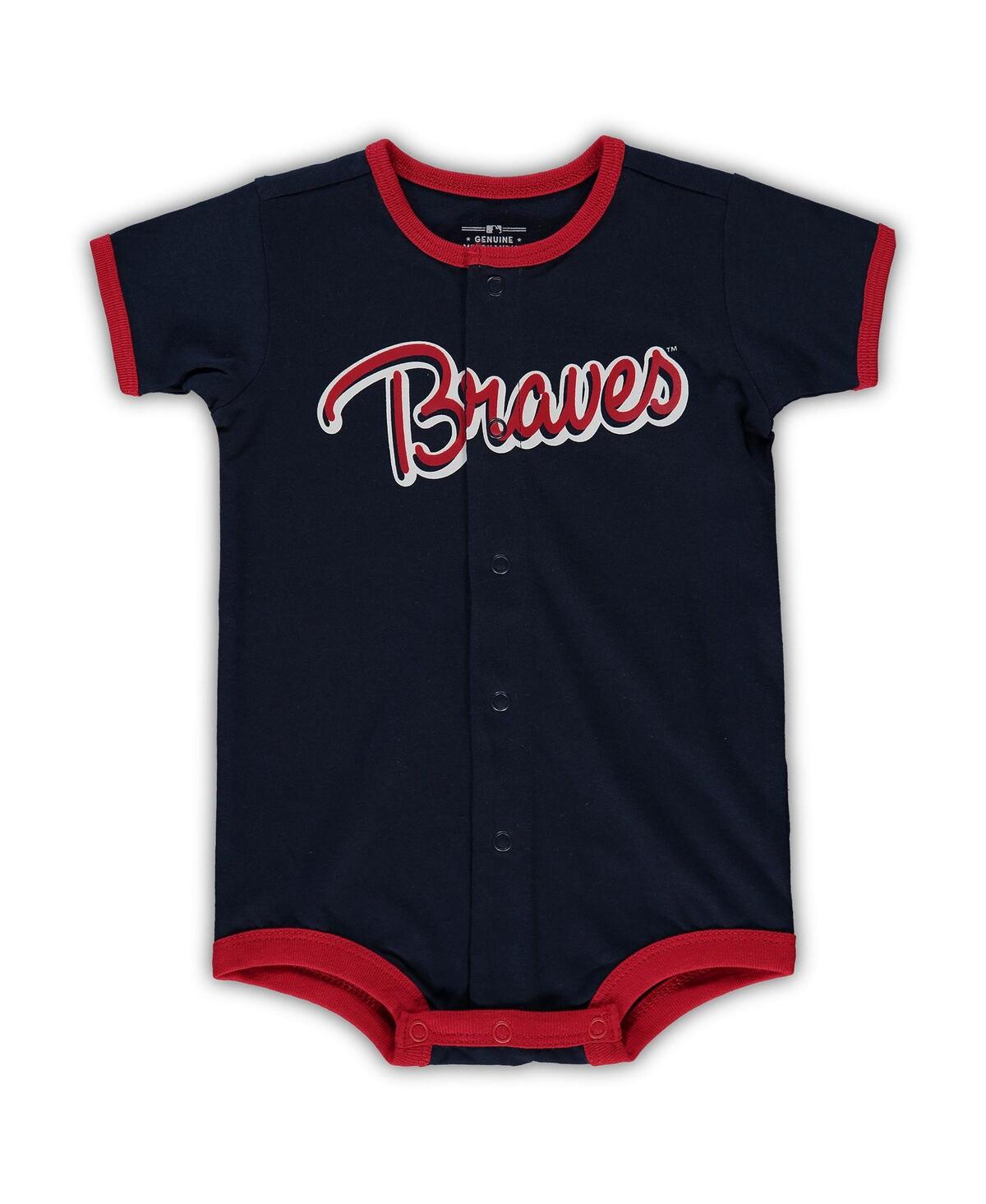 Outerstuff Infant Boys And Girls Navy Atlanta Braves Power Hitter Romper In Navy