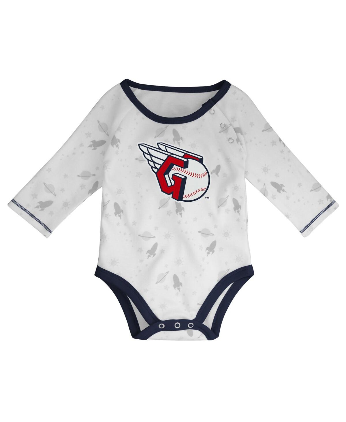 Shop Outerstuff Newborn And Infant Boys And Girls Navy, White Cleveland Guardians Dream Team Bodysuit Hat And Footed In Navy,white