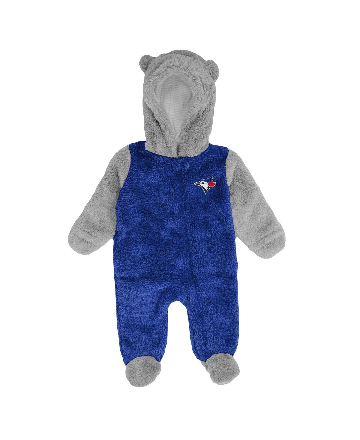 Shop Outerstuff Newborn And Infant Boys And Girls Royal, Gray Toronto Blue Jays Game Nap Teddy Fleece Bunting Full-z In Royal,gray
