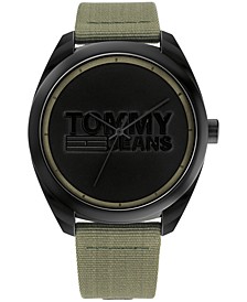 Tommy Hilfiger Men's Green Nylon Strap Watch 44mm