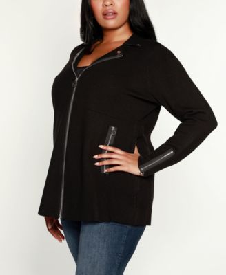 Plus Size Black Label Collared Sweater Jacket
