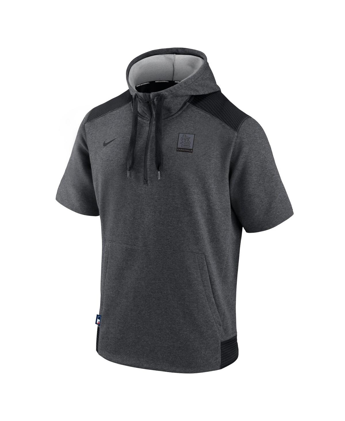 Men's Nike Heathered Black St. Louis Cardinals Authentic Collection Dry Flux Performance Quarter-zip Short Sleeve Hoodie - Black