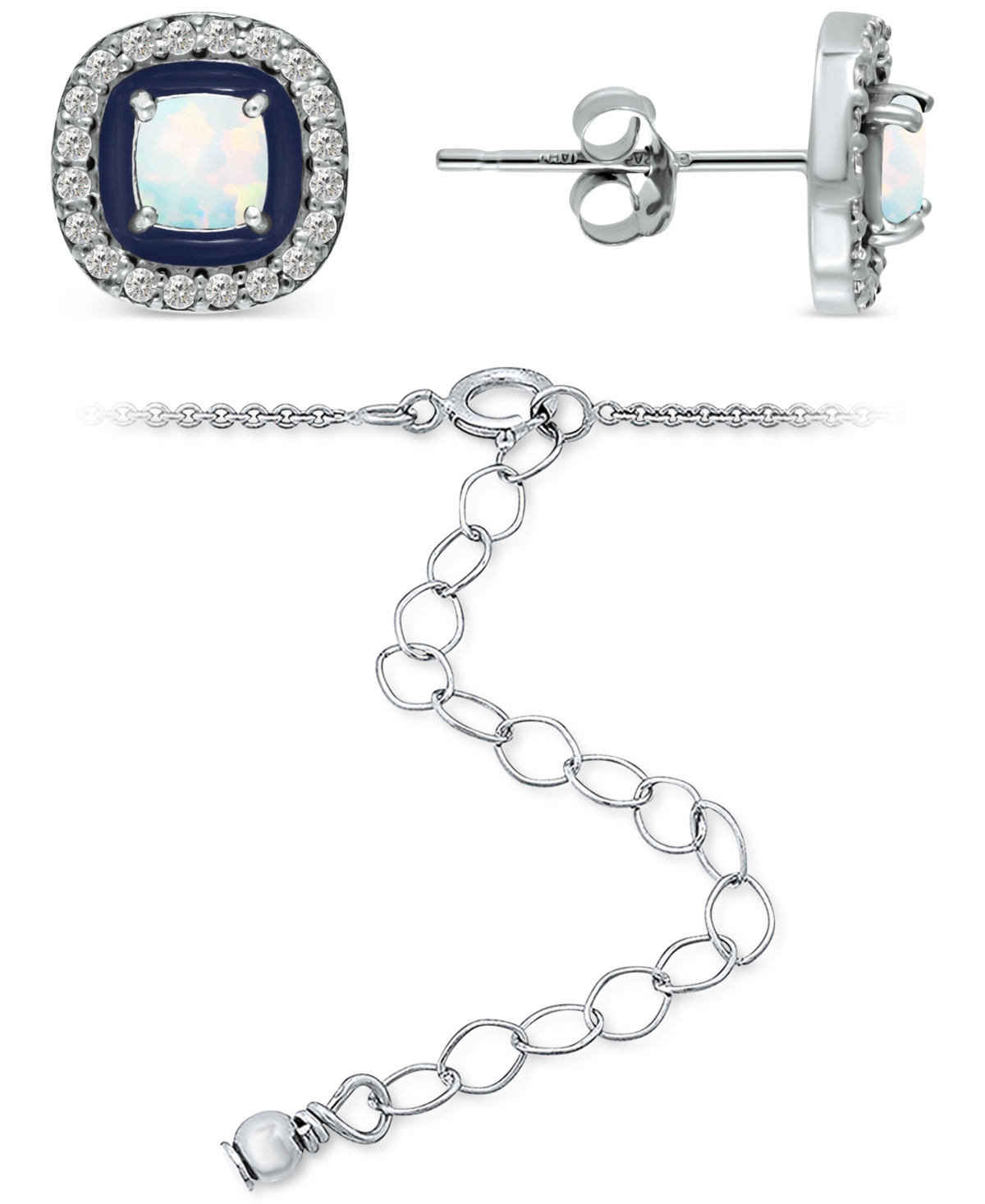 Giani Bernini 2-Pc. Set Blue Topaz (1/2 ct. t.w.), Cubic Zirconia & Enamel Pendant Necklace & Matching Stud Earrings (Also in Lab-Grown Green Qu
