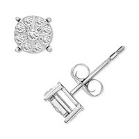 MACY'S Diamond Cluster Stud Earrings (1/5 ct. t.w.) in Sterling Silver