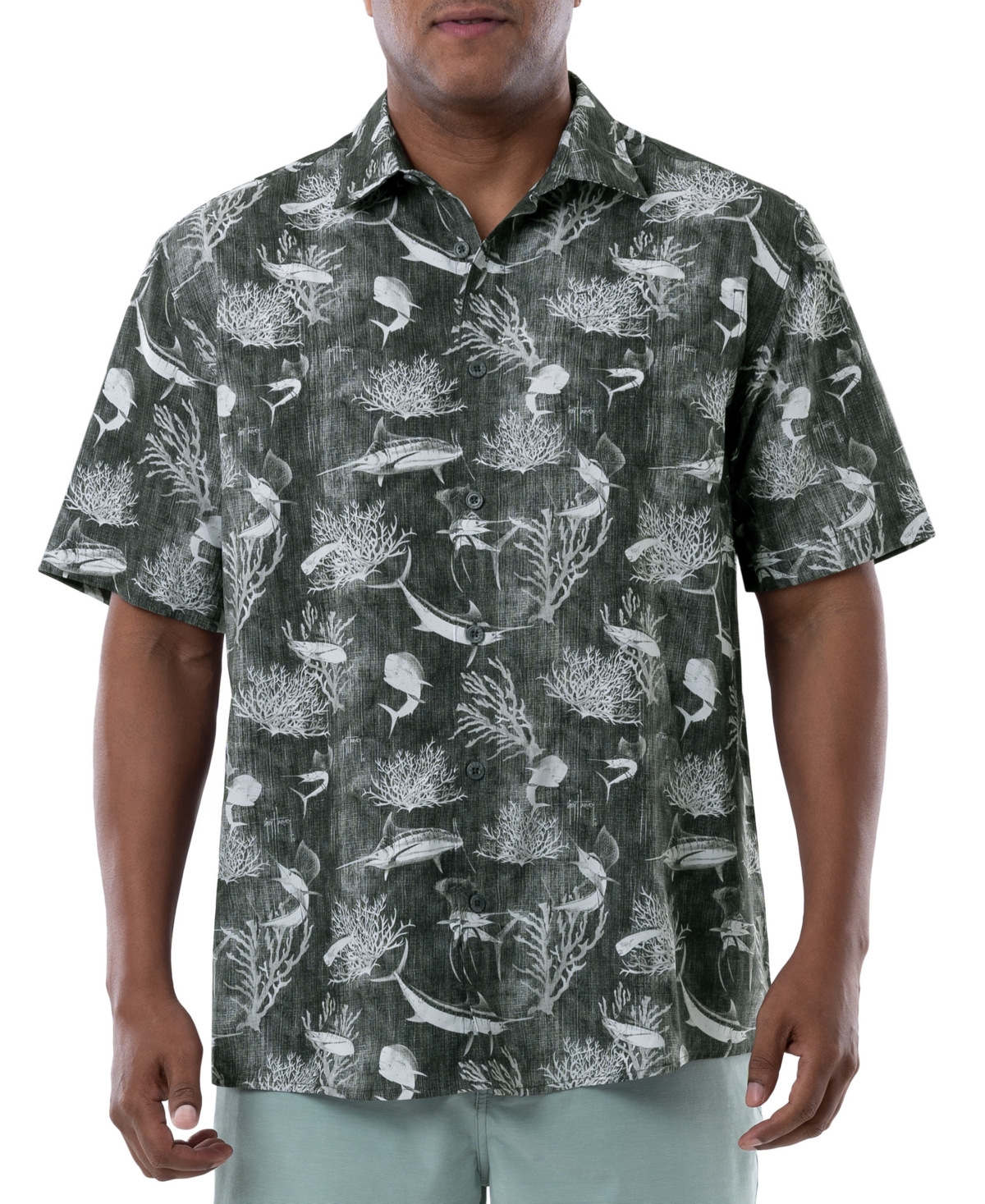 Guy Harvey Men's Tonal Bills Short Sleeve Printed Fishing Shirt