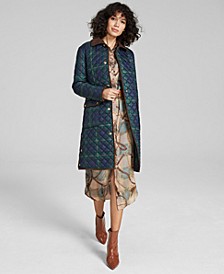 Women's Petite Corduroy Trimmed Quilted Coat, Created for Macy's 