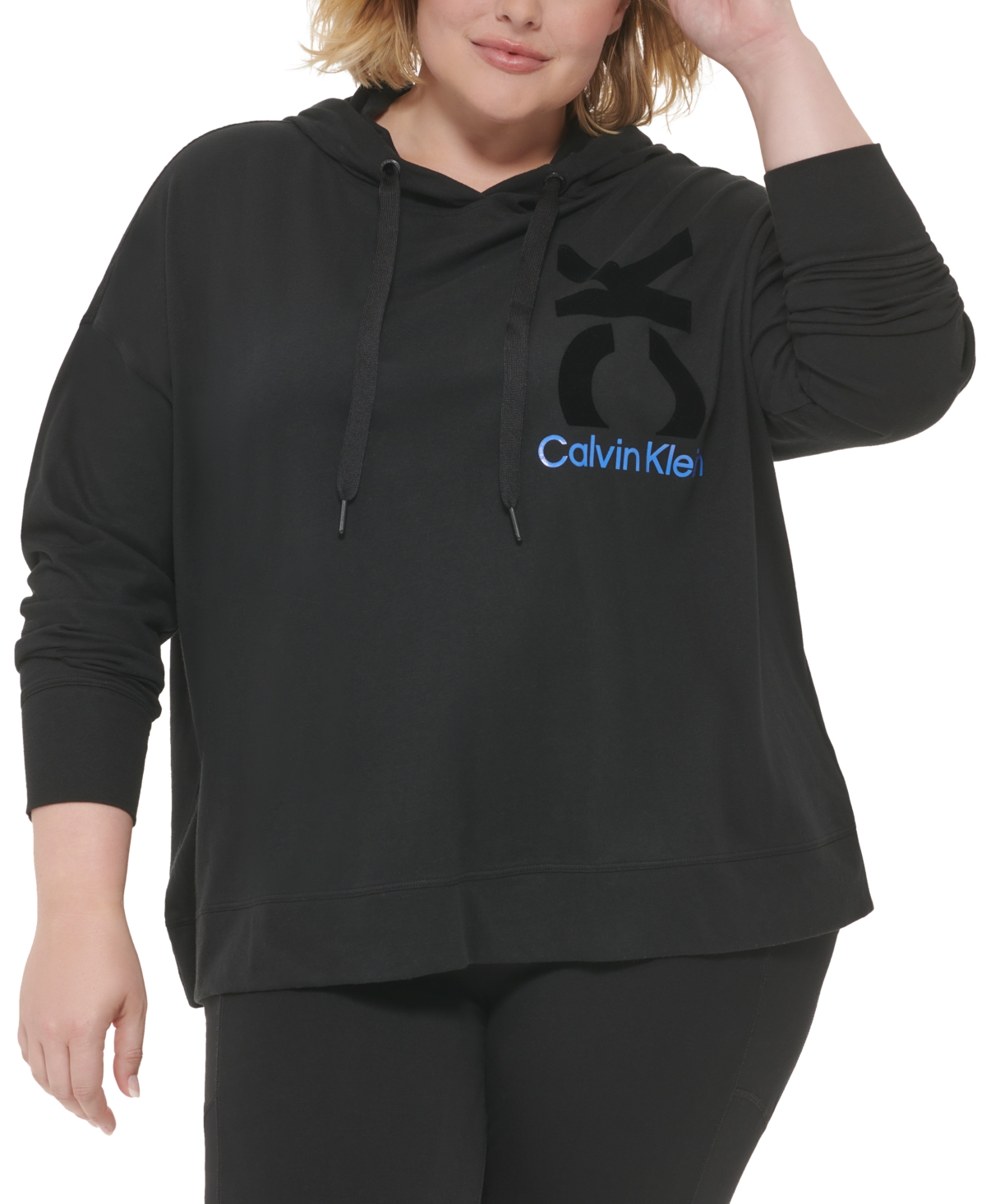  Calvin Klein Performance Plus Size Logo Cotton Hooded Sweatshirt