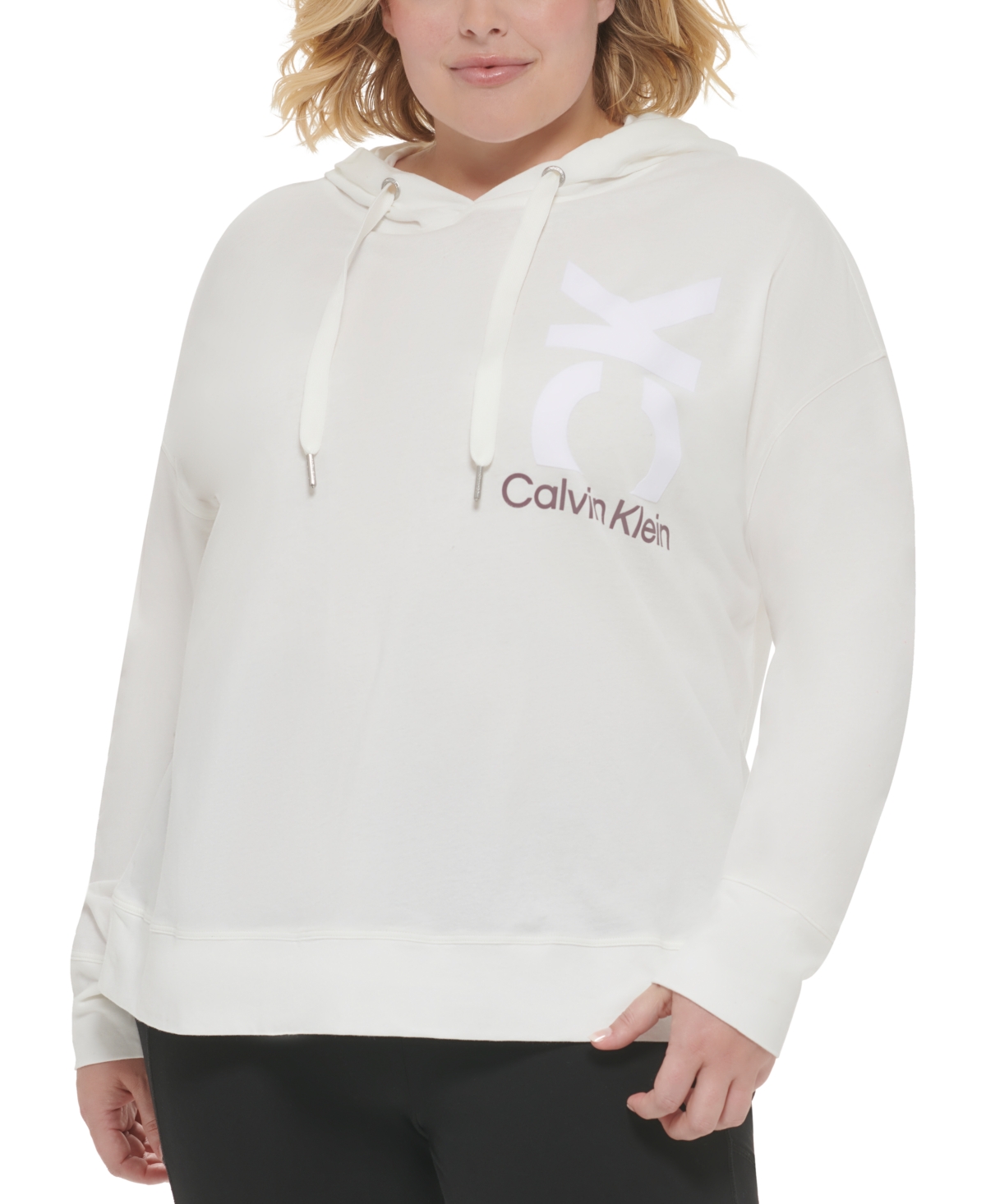 Calvin Klein Performance Plus Size Logo Cotton Hooded Sweatshirt