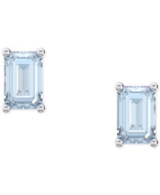 Swarovski - Silver-Tone Color Cushion-Cut Crystal Stud Earrings