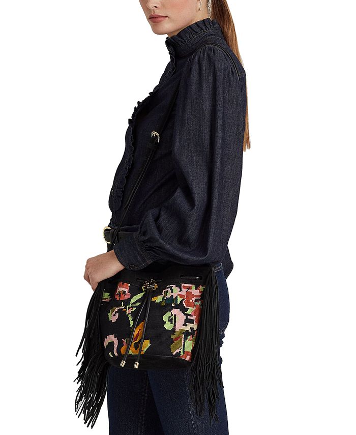 Lauren Ralph Lauren Needlepoint Medium Andie Drawstring Bag Macy's