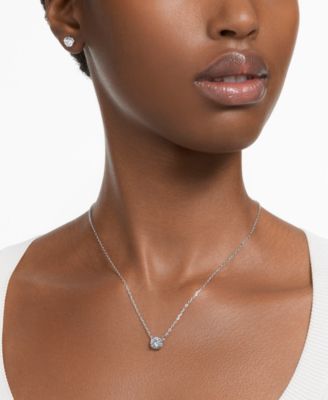 Silver-Tone 2-Pc. Set Crystal Earrings and Necklace, 14-7/8" + 2" extender