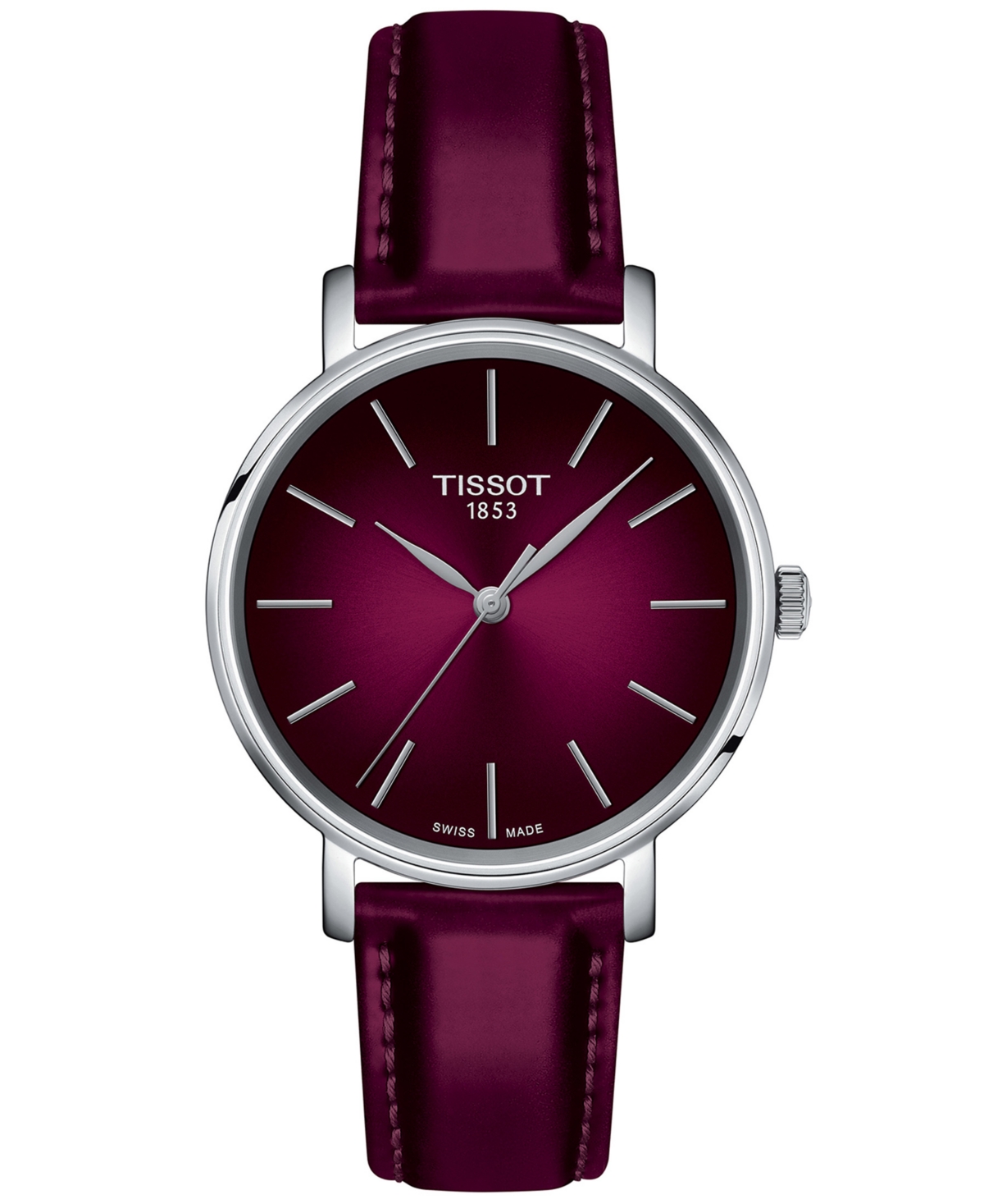 Tissot Women's Swiss Everytime Pink Faux Leather Strap Watch 34mm