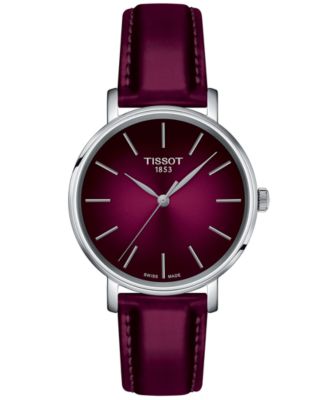 Tissot Women s Swiss Everytime Pink Faux Leather Strap Watch