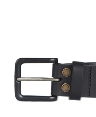 Men's Double Rivet Leather Belt with Tonal Buckle