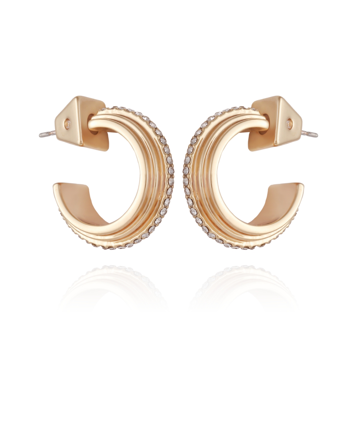 14K Gold-Plated and Crystal Huggie Hoop Earring - K Gold-Plated, Crystal