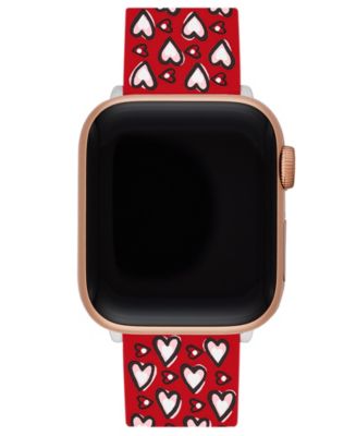 Kate Spade Red Heart Print Silicone Band for Apple & Samsung Smart Watches Sweetheart Blooms Print Silicone Band For Apple Watch  main image 3