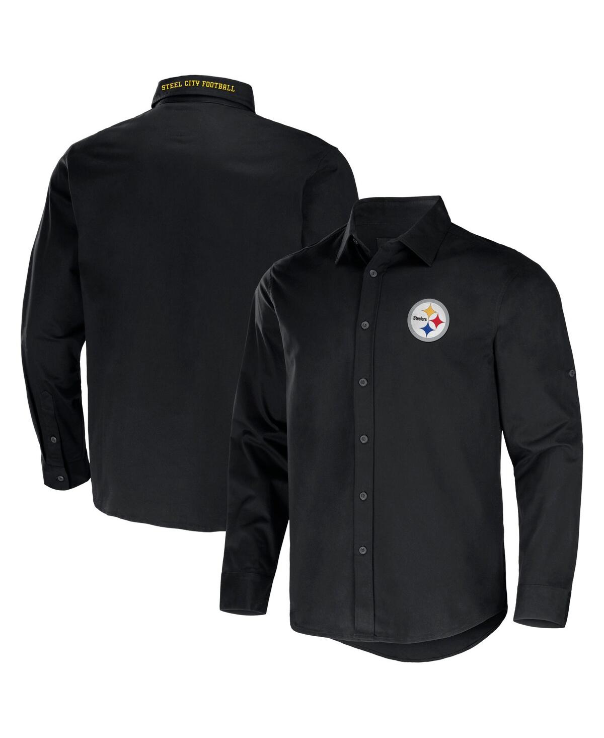 Fanatics Men's Nfl X Darius Rucker Collection By  Black Pittsburgh Steelers Convertible Twill Long Sl In Black
