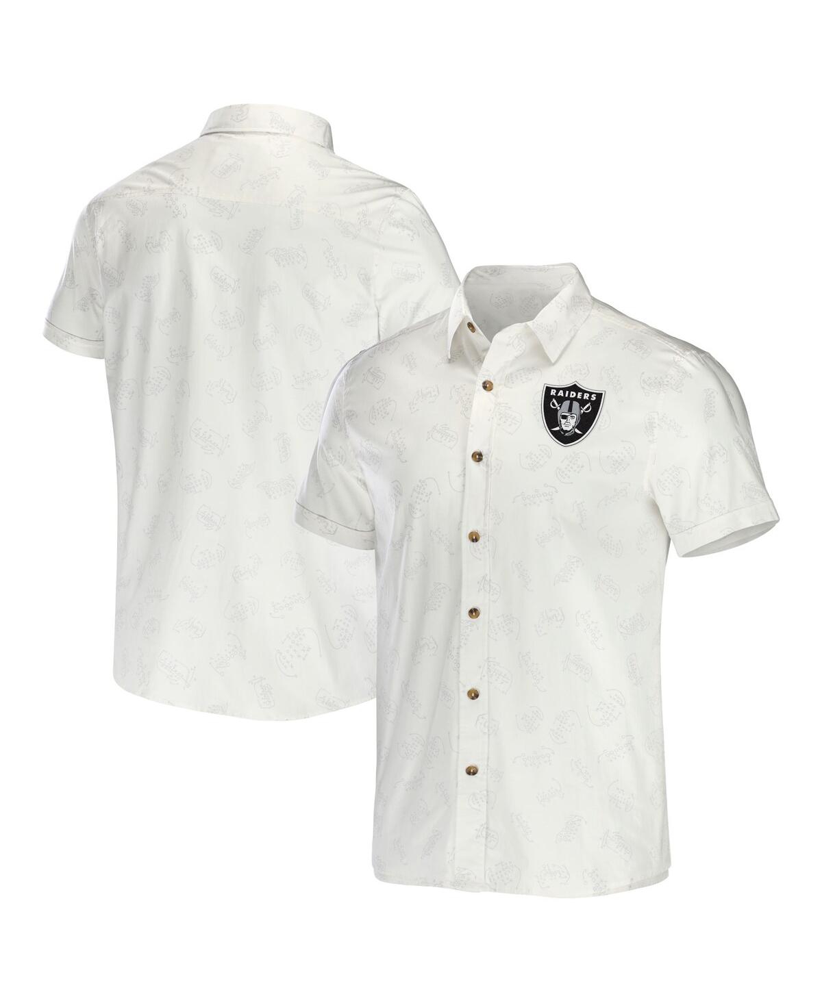 Fanatics Men's Nfl X Darius Rucker Collection By  White Las Vegas Raiders Woven Button-up T-shirt