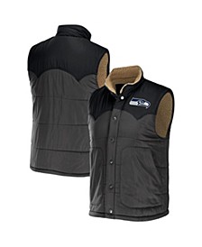 Men's NFL x Darius Rucker Collection by Charcoal Seattle Seahawks Two-Tone Sherpa Button-Up Vest