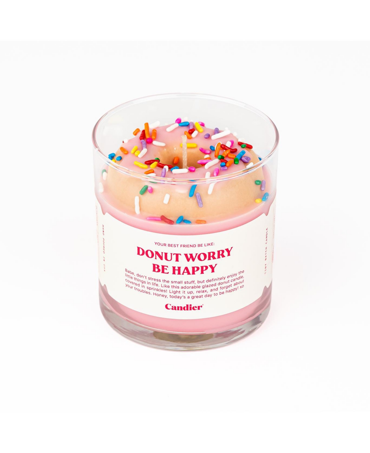 Donut Worry Be Happy Candle - White