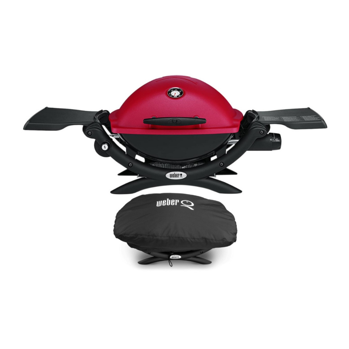 Q 1200 Liquid Propane Grill (Red) With Grill Cover - Red